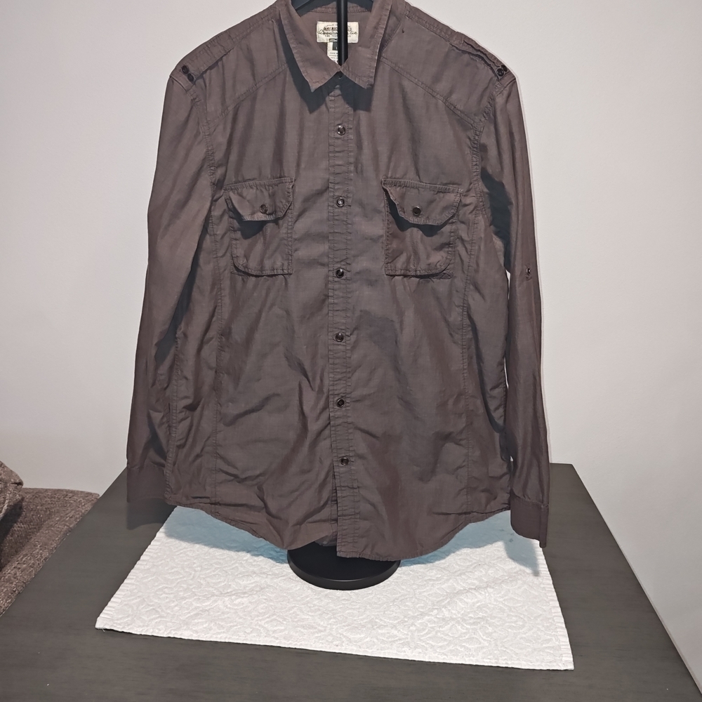 American Rag, Mens Button Down Large Size Shirt , Colo Brown